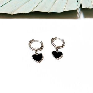 Silver heart hoop earrings #80
